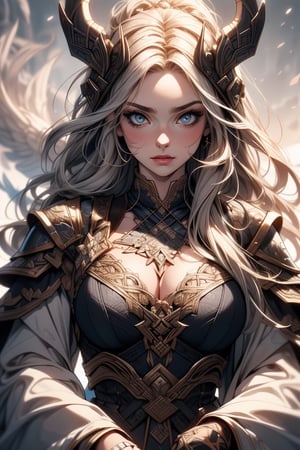 viking warriors, hyper detailed, highly detailed illustration,1 girl