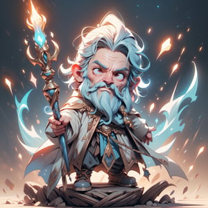 A close-up cinematic shot of Gandalf in the midst of casting a powerful spell. The magical energy emanating from his staff illuminates his wise and focused expression. The background is a mystical blend of swirling colors and ethereal lights, conveying the depth of Gandalf's magical prowess and his connection to the forces beyond.