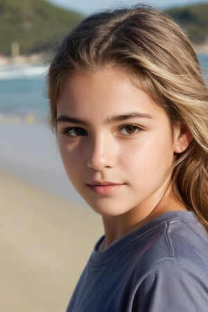 Mujer joven con rostro infantil lista para ir a la playa 
