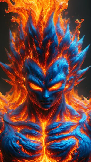 Vegita, Full body shot, a detailed Molten fire Elemental, ,ral-lava