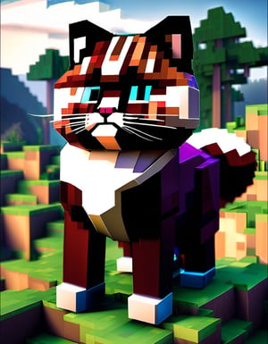  minecraft, MOBA style, Himalayan Cat, the Himalayan Cat is Robotic, Maroon color grading . Dreamlike, mysterious, provocative, symbolic, intricate, detailed,minecraft,v0ng44g
