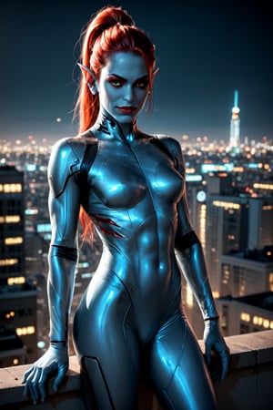 score_9, score_8_up, score_7_up, photo, photorealistic, detailed, (((cute girl))), intricate details, chromatic aberration, realistic,bright colors, high contrast, vivid lighting, Realistic,
Unndyne from Undertale, solo, standing on rooftop, futuristic cityscape in background, wearing futuristic plugsuit, striking a powerful pose, full body shot