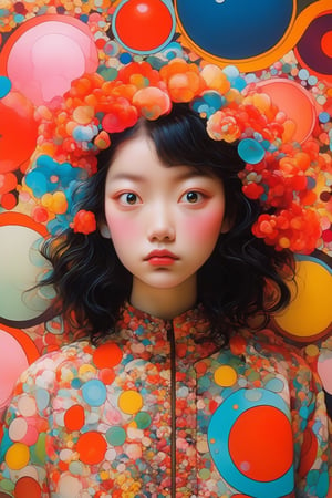 In this mind-bending artwork, a whimsical dreamscape unfolds. A distorted mirror reflects fragmented images of the artist's influences—Araki's intimate photography, Saeki's eroticism, Kusama's polka dots, and Newton's provocative elegance. The central figure, a surreal self-portrait of the artist, stands within the kaleidoscopic vortex, surrounded by floating eyes and distorted faces. The canvas is a riot of color and texture, capturing the intricate dance between consciousness and subconscious influences. This painting invites viewers to explore the depths of their own minds and the eclectic mix of influences that shape their perceptions.

enigmatic beings with ethereal silhouettes, digital dreamscape. Illuminate the scene with the pulse of a celestial bloom,casting hues that bridge both cosmic and cybernetic realms. where the organic and the synthetic collide in a dynamic composition.Integrate augmented reality surprises, fusion of art styles, transcend boundaries and conjure a visual symphony that harmonizes the present elements.
The works include American Cult Film (cult film), Hot Rod (modified car culture), Rock & Punk and Japanese Ukiyo-e, Nobuyoshi Araki, Toshio Saeki, Rockin' Jelly Bean, Helmut Newton, Kusama Yayoi, Nara Yoshitomo, etc. representative style.
masterpiece artwork, best quality,  
8k, octane render, natural lighting, hyperrealistic, 
3d cartoon, extremely detailed, dynamic angle, 
magic, surreal, fantasy, digital art, UHD, cinematic perfect light,
,retroartstyle,DonMBl00mingF41ryXL ,IncrsDistractedBoyfriendMeme,High detailed ,Ukiyo-e,3D Render Style, in the style of esao andrews