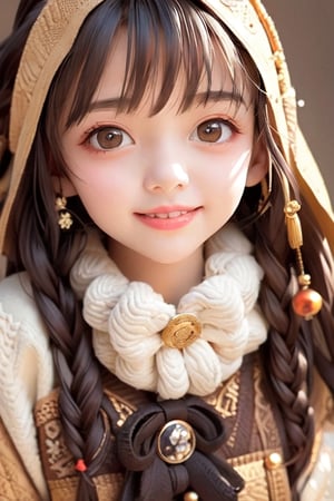 ((10-year-old girl), Complete anatomy, Loli, Beautiful girl with attention to detail, Detailed face, Beautiful shining body,bun hair
  Beautiful detailed eyes, ((tall eyes, big eyes)), brown eyes, black hair ,Medium hair, 1 Girl, ,Random Angle, (Bright Lighting: 1.2), Happiness, Natural Light, Real hand,Chinese style,full_body,whole body ,sideways, outdoor ,Realism,Gingerbread_House,ayaka_genshin