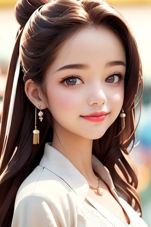 ((10-year-old girl), Complete anatomy, Loli, Beautiful girl with attention to detail, Detailed face, Beautiful shining body,bun hair
  Beautiful detailed eyes, ((tall eyes, big eyes)), brown eyes, black hair ,Medium hair, 1 Girl, ,Random Angle, (Bright Lighting: 1.2), Happiness, Natural Light, Real hand,Chinese style,full_body,whole body ,sideways, ,Realism,Portrait,dress_shirt