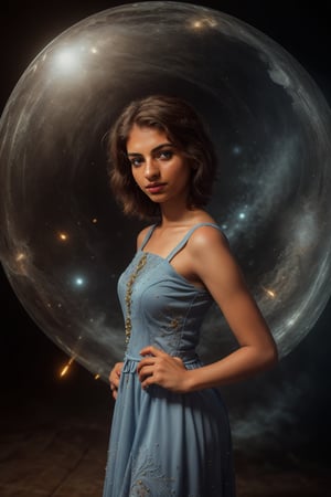 A girl standing inside a Magic realms, no in earth, other dark world, magic dress, gown, multtiunivere, infinity, infinity stones, (boy  hair cut ) picture perfect,   detailed body,  (realistic ambient light,  perfect body,  light freckle,  realistic details,  beautiful oblong face,  extremely high quality RAW photograph,  detailed background,  intricate,  exquisite details and textures,  highly detailed,  ultra detailed photograph,  warm lighting,  4k,  sharp focus,  high resolution,  detailed skin,  detailed light blue cat eyes,  8k uhd,  dslr,  high quality,  film grain,  Fujifilm XT3, full body portrait, looking_at_the_viewer, 
,perfect,Mallu girl ,explosionmagic 