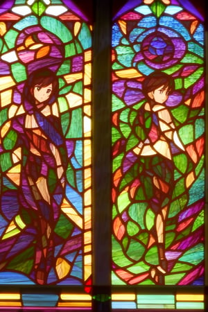 masterpiece, best quality, (animation style:1.6), kawaii,anime colored, (style of stained glass:2.0),There are angel wings on her back