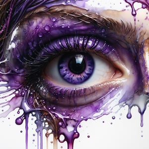 Magical shades of purple ocean digital illustration beautiful , watercolor wet on wet, black ink, washed ink, silver ratio, perfection, dynamic, open eyes, perfect anatomy, photorealistic concept art, smooth, optical illusion, inspired by Carne Griffiths, white background, trending on artstation, sharp focus, studio photo, intricate details, highly detailed