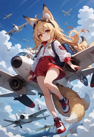 score_9, score_8_up, score_7_up, score_6_up,source_anime,
prop plane,airplane,on airplane,chibi,sky,cloud,goggles
fox ears,fox tail,multiple tails,blonde hair,blonde tail,brown eyes,1girl,loli,ahoge,BREAK,red eyeshadow,BREAK
masterpiece, best quality,absurdres