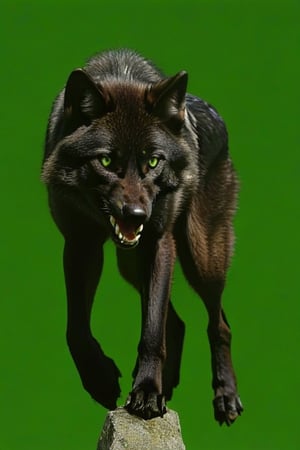 Black wolf,((plane green background))