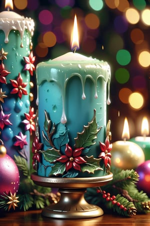 cute shabby Christmas candle, ultra hd, realistic, vivid colors, highly detailed, UHD drawing, pen and ink, perfect composition, beautiful detailed intricate insanely detailed octane render trending on artstation, 8k artistic photography, photorealistic concept art, soft natural volumetric cinematic perfect light