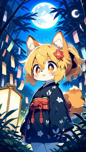  score_9_up, score_8_up, score_7_up,source_anime,masterpiece,best quality,illustration,1girl,solo,blonde hair,ponytail,dog ears,gradient brown eyes,source_furry,tanabata,tanzaku,bamboo thicket,full moon,(mysterios:1.3),score_6_up,score_5_up,score_4_up,furry,(heresy:1.3),supplication