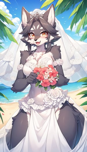 score_9_up, score_8_up, score_7_up,score_6_up,source_anime,source_furry,,best quality,masterpiece,illustration,1girl,solo,wolf girl,(fluffy body:1.5),wedding dress,swimsuit,happy,blush,beach,summer,(photography event:1.3),(furry:1.3)