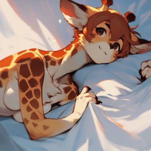 score_9, score_8_up, score_7_up, score_6_up,1girl,furry giraffe lady,furry body,anime,cute,kawaii,furry chest,between sheets