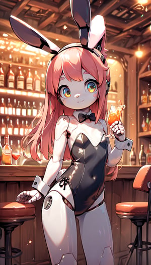 score_9_up, score_8_up, score_7_up,score_6_up,score_5_up,source_anime,masterpiece,best quality,illustration,cute,kawaii,1girl,solo,mechanical body,rabbit ears,playboy_bunny,indoors,bar,light smile,(petite:1.2),source_furry,(robot:1.3)