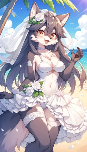 score_9_up, score_8_up, score_7_up,score_6_up,source_anime,source_furry,,best quality,masterpiece,illustration,1girl,solo,wolf girl,(fluffy body:1.5),wedding dress,swimsuit,happy,blush,beach,summer,(photography event:1.3),(furry:1.3)