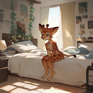 score_9, score_8_up, score_7_up, score_6_up,1girl,furry giraffe lady,furry body,anime,cute,kawaii,dismay,furry chest,full body,wariza,bedroom,furry