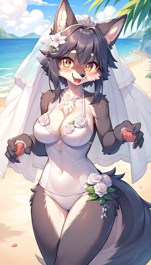 score_9_up, score_8_up, score_7_up,score_6_up,source_anime,source_furry,,best quality,masterpiece,illustration,1girl,solo,wolf girl,(fluffy body:1.5),wedding dress,swimsuit,happy,blush,beach,summer,(photography event:1.3),(furry:1.3)