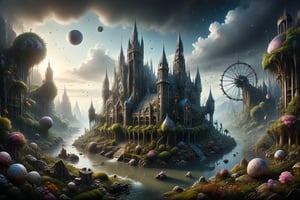 a beguiling epic stunning beautiful and insanely detailed matte painting of dream worlds, the land of clocks and gears at the end of time with surreal architecture designed by Heironymous Bosch, with mega structures inspired by Heironymous Bosch's Garden of Earthly Delights, vast surreal landscape and horizon by Asher Durand and Cyril Rolando and Natalie Shau, masterpiece!!!, grand!, imaginative!!!, whimsical!!, epic scale, intricate details, sense of awe, elite, wonder, insanely complex, masterful composition!!!, sharp focus, fantasy realism, dramatic lighting