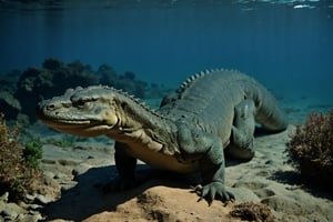 Giant komodo dragon in the depths of the Earth