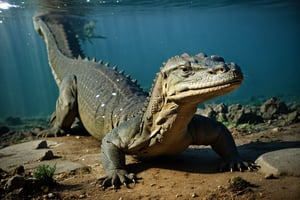 Giant komodo dragon in the depths of the Earth