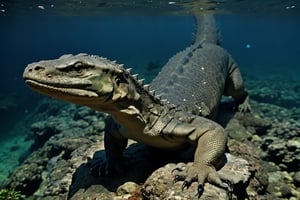 Giant komodo dragon in the depths of the Earth