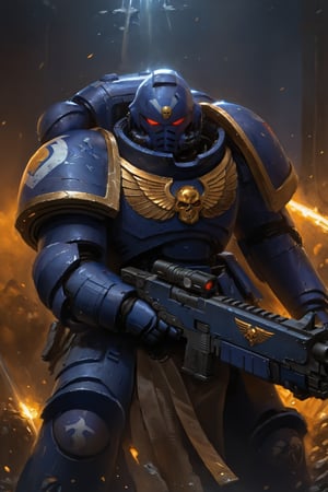 Knight armor, holding bolter, holding power sword, primaris helmet, epic, cinematic scene, scenery, detailed background,  (full body:1.5), masterpiece, realistic, best quality, highres, 4k, ray tracing, intricate details, highly detailed, sharp focus,  Perfect Hands  ,  crowd of people 