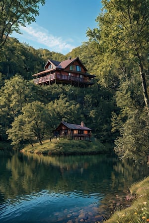  8k quality, surreal image of a lakehouse