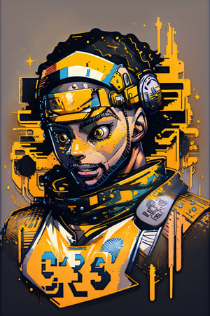 Stephen Curry , NBA allstar , Basketball Player , stephen curry robot portrait, basketball, man, artwork_(digital), golden state colors, high contrast, painting, illustration, stephen curry