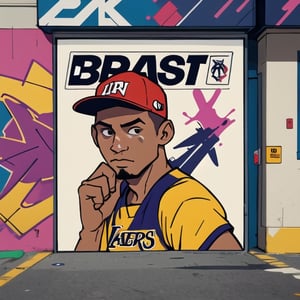 Kobe Bryant, upper body portrait , poster design , graffiti art
