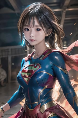 best quality, high quality, ultra quality, 8k, masterpiece, detailed, extremely detailed, insanely detailed, ultra detailed, ultra highres ,exquisite, lifelike Images,cinematic experience,UHD picture,Realistic,photorealistic,hyperrealistic,vivid,RAW photo,shot by DSLR, 
one girl, upper body,half smile, seductive, Heroine, battle costume, fighting pose, powerful like a scene from a movie,(Supergirl Costume),Red Costume,viking,Strong Backlit Particles,female warrior,FFIXBG,