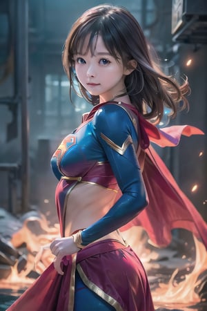 best quality, high quality, ultra quality, 8k, masterpiece, detailed, extremely detailed, insanely detailed, ultra detailed, ultra highres ,exquisite, lifelike Images,cinematic experience,UHD picture,Realistic,photorealistic,hyperrealistic,vivid,RAW photo,shot by DSLR, 
one girl, upper body,half smile, seductive, Heroine, battle costume, fighting pose, powerful like a scene from a movie,(Supergirl Costume),viking,Strong Backlit Particles,female warrior,FFIXBG,Saree