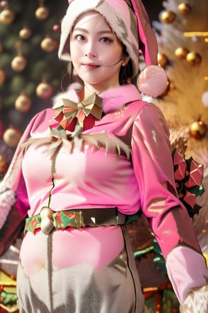 (Beautiful Japanese woman),slim, ((pink and gold Santa Claus costume: 1.5)), Christmas tree, ((Bust shot: )), Shot from below, Surrealism, Super detail, UHD, Masterpiece, Accurate, Anatomically Correct, Textured Skin, Super Detailed, High Detail, Top Quality, 8K, Photorealistic,jinmeng,photorealistic,fukada,epoint2016,GdClth,ninja_suit,1girl,tabemikako,latex dress,4ngel,nanazawa,SANTA BIKINI,bikini_jk,hamabe,asuka,Christmas,mitama manami,christmas tree,sks woman,jalba,Saeko,Sena Kashiwazaki,long hair,mecha,nanase_nishino,sntdrs, red santa dress,Sexy Pose,fur,irido yume,belt,yaemikodef,outfit-km