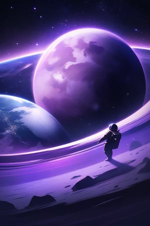 interstellar, purple light, planet, space