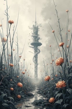 aesthetic,
A fascinating and mysterious digital illustration depicts a strange and surreal sight:
Monochromatic color scheme with strong contrast,biology,nature,plants



OHWX style, noticeable paper texture. 

lightweight design, intricate details, simple background,
legendofnerd style, BREAK simple background, abstract structure on background,
art_solyanka,art_painting,painting, ((paper texture))