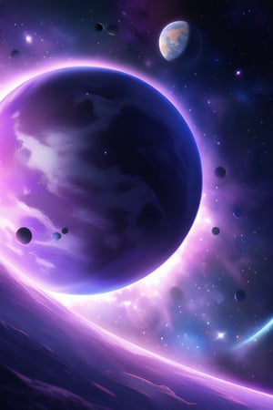 interstellar, purple light, planet, space