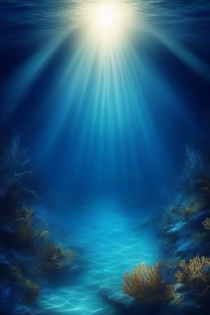 deep sea,deep sea background,some light ray,water, scenery, blue theme, The light casts a shadow in the water,waterscenery,, under water