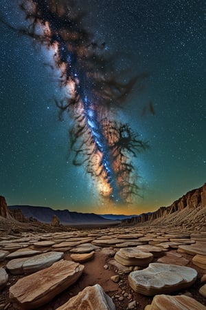 .,photo,surreal,creative,artistic,landscape,realistic,,geological landscape,at starry night