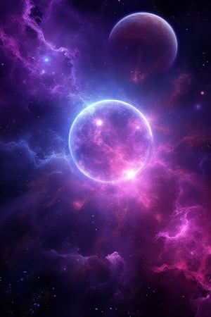 interstellar, purple light, planets, space, fancy, blue and pink  glitter