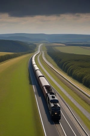 road,motorway,wide landscape,
locomotive
