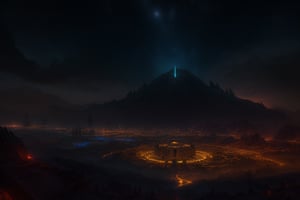 A bright star filled night time image of an ancient summerian city, with a ziggurat at the center. You can see ominous mountains in the distance. detailed matte painting, deep color, fantastical, intricate detail, splash screen, complementary colors, fantasy concept art, 8k resolution trending on Artstation Unreal Engine 5