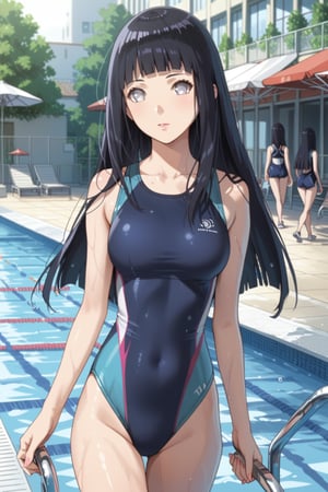 competition Swimsuit , walking , poolside , 
BREAK , 
score_9, score_8_up, score_7_up, score_6, score_5, score_4, ( masterpiece , ultra Detailed  ) , 
ChopioHyugaHinata
 , black hair , long hair , straight hair , white eyes , 
shiny hair, blunt bangs, no pupils, 