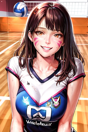 d.va  , volleyball,   hard practice ,   (  sweating  , painful face    , exhausted,  ( wheezing )   , smile   ) , in a court     ,  BREAK , 
score_9, score_8_up, score_7_up, score_6, score_5, score_4, ( masterpiece , ultra Detailed  ) , 
  milkychu-style , 