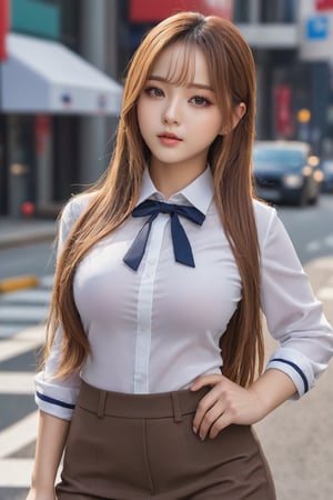 photorealistic:1.37, masterpiece, best quality, raw photo, uhd, 1girl, long hair, brown hair, seductive, secretary outfit, model pose, looking at viewer, on street, intricate detail, detailed background, detailed skin, pore, highres, hdr,little_cute_girl,Korean,DararatBoa,1girl,Sexy
,dream_girl,lalalalisa_m