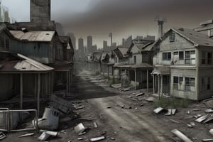 imagine a post-apocalyptic world, suburban homes area