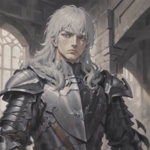 Griffith,nodf_lora, white armor, handsome face