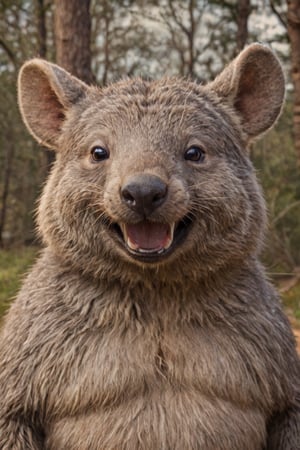 smile, cute, happy wombat, drawing, frontface
