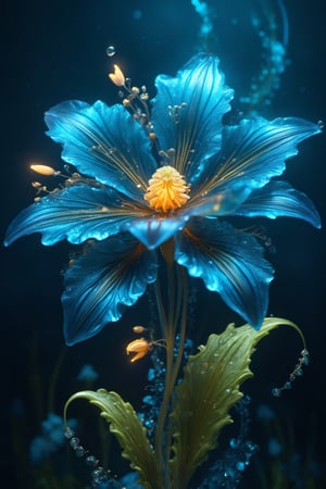 Magical Fantastic Bioluminescent Flowers, Liquid Structure, Flying Petals, Sparks, Splash, Portrait Photography, Fantasy Background, Intricate Patterns, Ultra Detailed, Luminous, Radiance, Ultra Realism, Complex Details, Intricate Details, 16k, HDR, High Quality, Trending On Artstation, Sharp Focus, Studio Photo, Intricate Details, Highly Detailed, By Greg Rutkowski