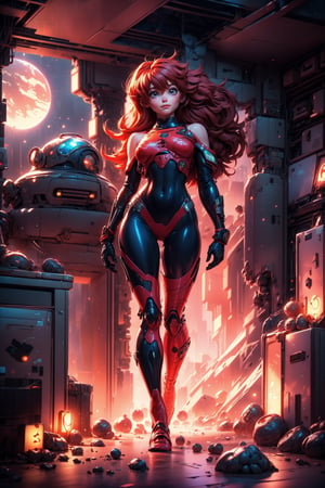 (best quality, masterpiece, colorful, dynamic angle, highest detailed), ((full body image)), 18yr old, (Asuka Langley), upper body photo, fashion photography of cute pink long hair girl (Asuka Langley), dressing high detailed Evangelion red suit, (medium tear-shaped breasts), (((bare shoulder))), ripped suit, (high resolution textures), in dynamic pose, bokeh, (intricate details, hyperdetailed:1.15), detailed, moonlight passing through hair, perfect night, (fantasy art background), (official art, extreme detailed, highest detailed), HDR+, Futuristic room, Nice legs and hot body,Futuristic room,Nice legs and hot body volumetric fog, 8k UHD, DSLR, high quality, film grain, fair skin, photorealism, lomography, futuristic dystopian megalopolis, translucent