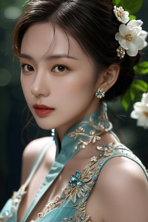 (masterpiece, top quality, best quality, official art, beautiful and aesthetic:1.2), (1girl), extreme detailed,(abstract, fractal art:1.3),highest detailed, detailed_eyes, light_particles, hanfu, sexy, (nsfw),